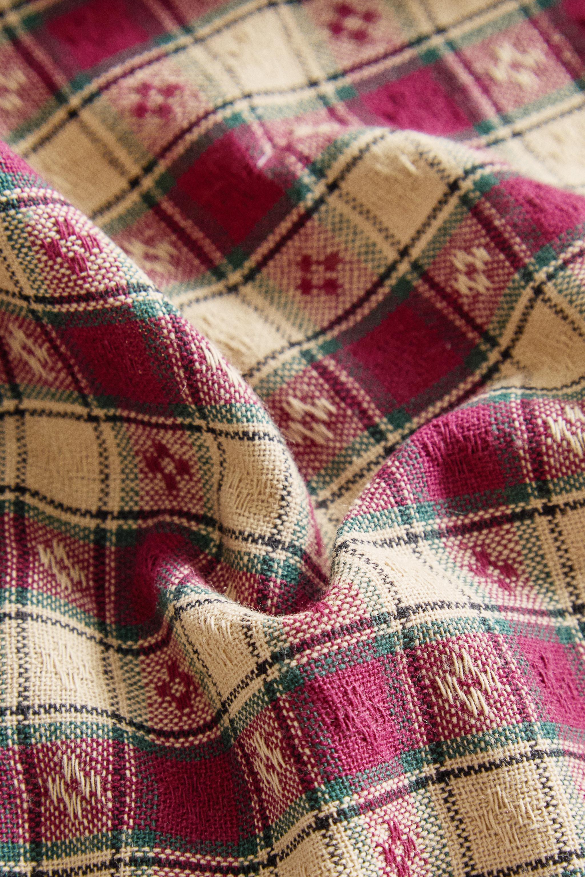 DYED THREAD CHECK CHRISTMAS TABLECLOTH